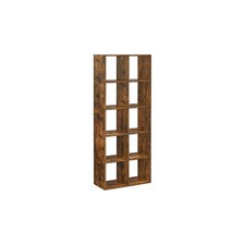 10-Tier Industrial Bookshelf Storage Rack, Large Capacity Shelving Unit, Rustic Brown