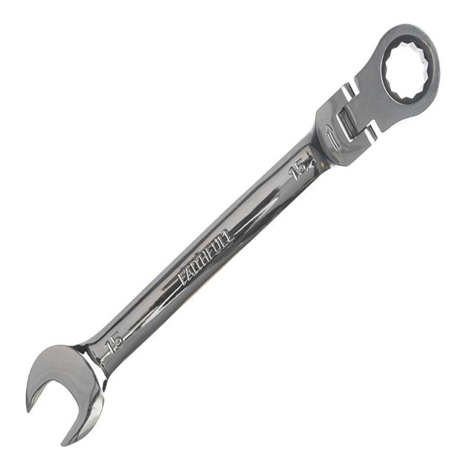 Faithfull Ratchet Combination Spanner Flex Head Cv 15Mm