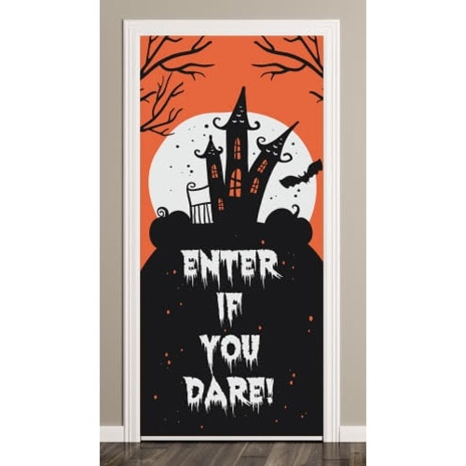 Enter If You Dare Haunted House Halloween Door Cover PVC Party Sign Decoration 66cm x 152cm