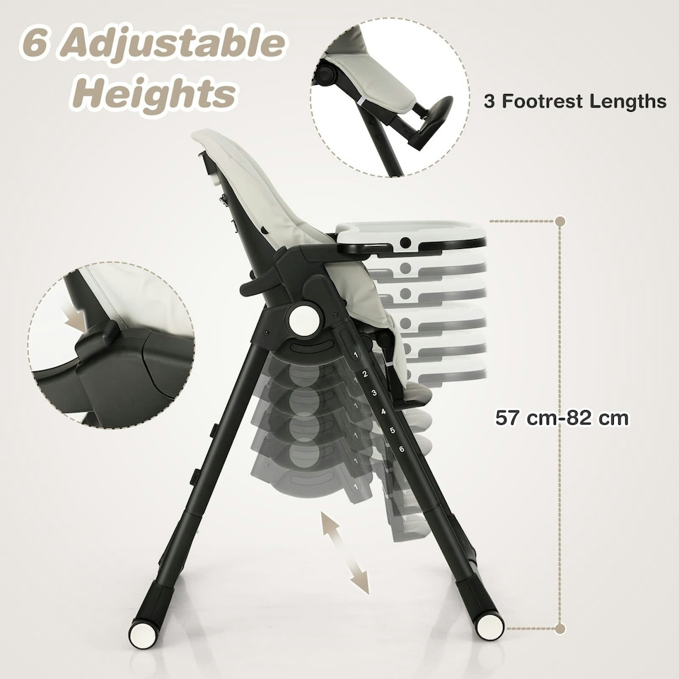 image 1 of COSTWAY 4-in-1 Baby High Chair Feeding Chair Grey