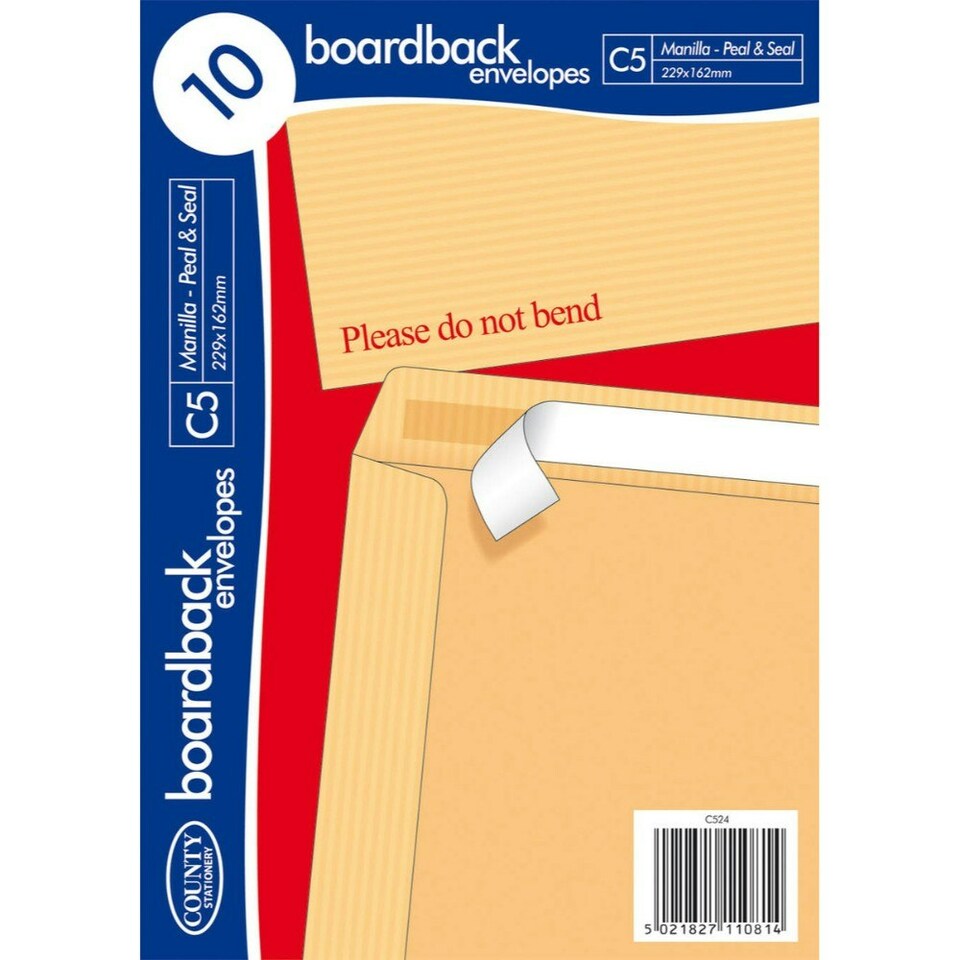 image 1 of Pack of 10 C5 Board Back Envelopes