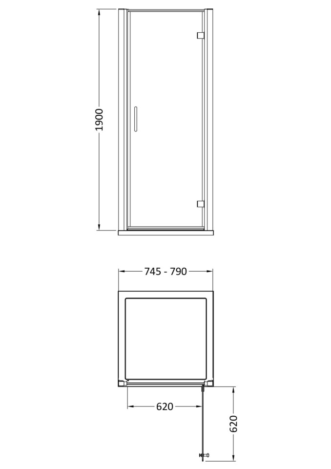 image 1 of Balterley Bathroom Modern Hinged Shower Door with Glass, Side Panel & Slimline Tray | Black | Matt Black