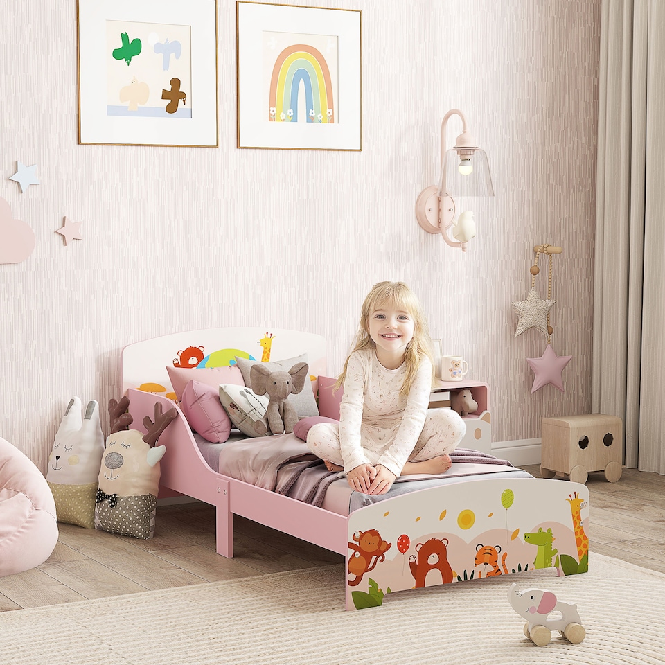 image 1 of AIYAPLAY Toddler Bed, Cute Animal-Themed Kids Bed Frame, 143 x 77 x 60cm