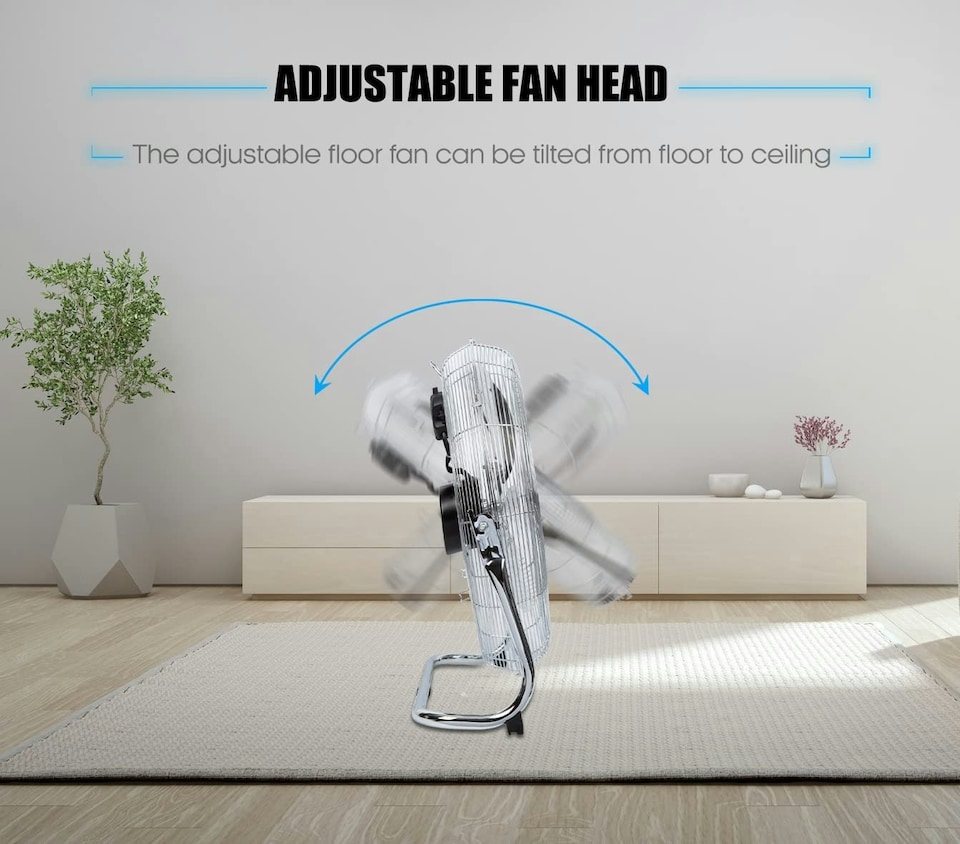 image 1 of PureMate 14-Inch High-Velocity Chrome Floor Fan