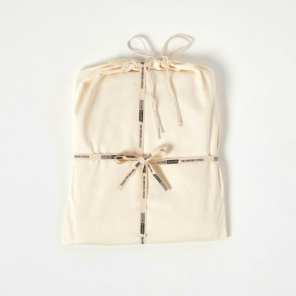 image 1 of Homescapes Cream Organic Cotton Deep Fitted Sheet 18 inch 400 TC, Single | Cream | Single