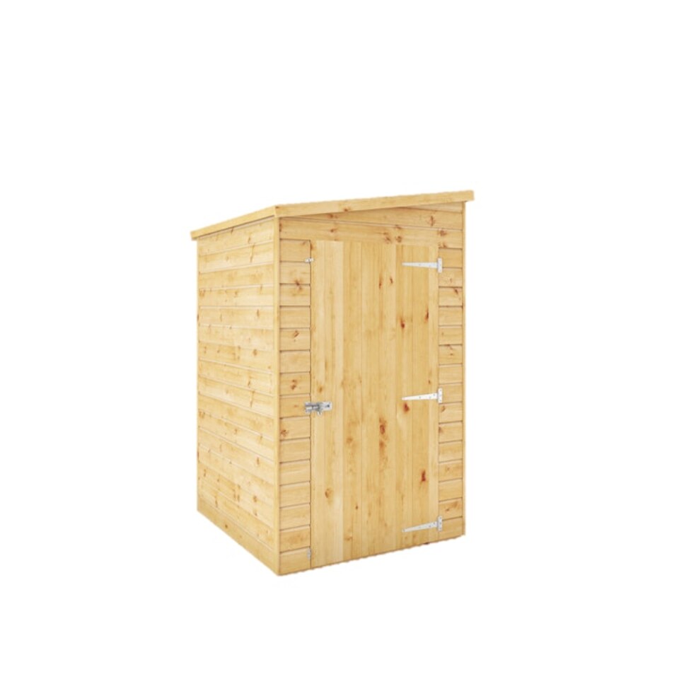 image 1 of 4 x 4 Modular Garden Shed Windowless Wooden Shiplap Pent Tongue and Groove Storage Brown