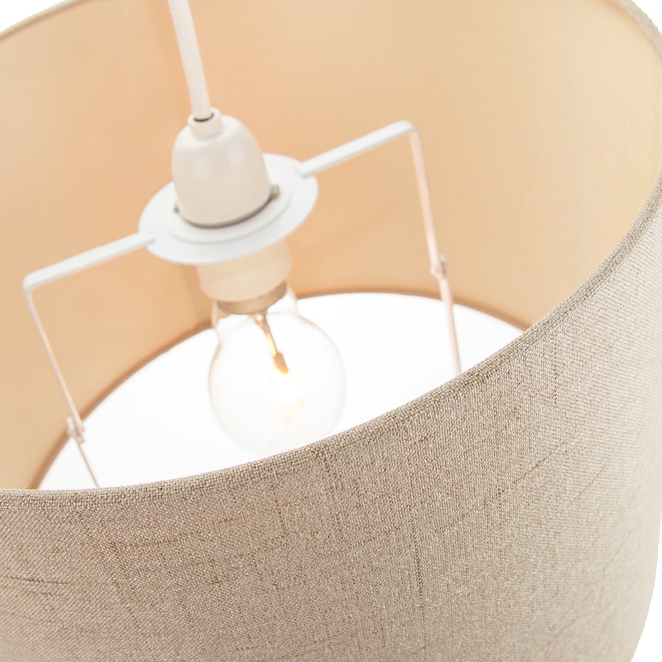 image 1 of Contemporary and Sleek Taupe Textured 10 Inch Linen Fabric Drum Lamp Shade 60w Max | Cream