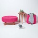 image 6 of Homescapes Hot Pink Large Round Cotton Knitted Footstool on Legs
