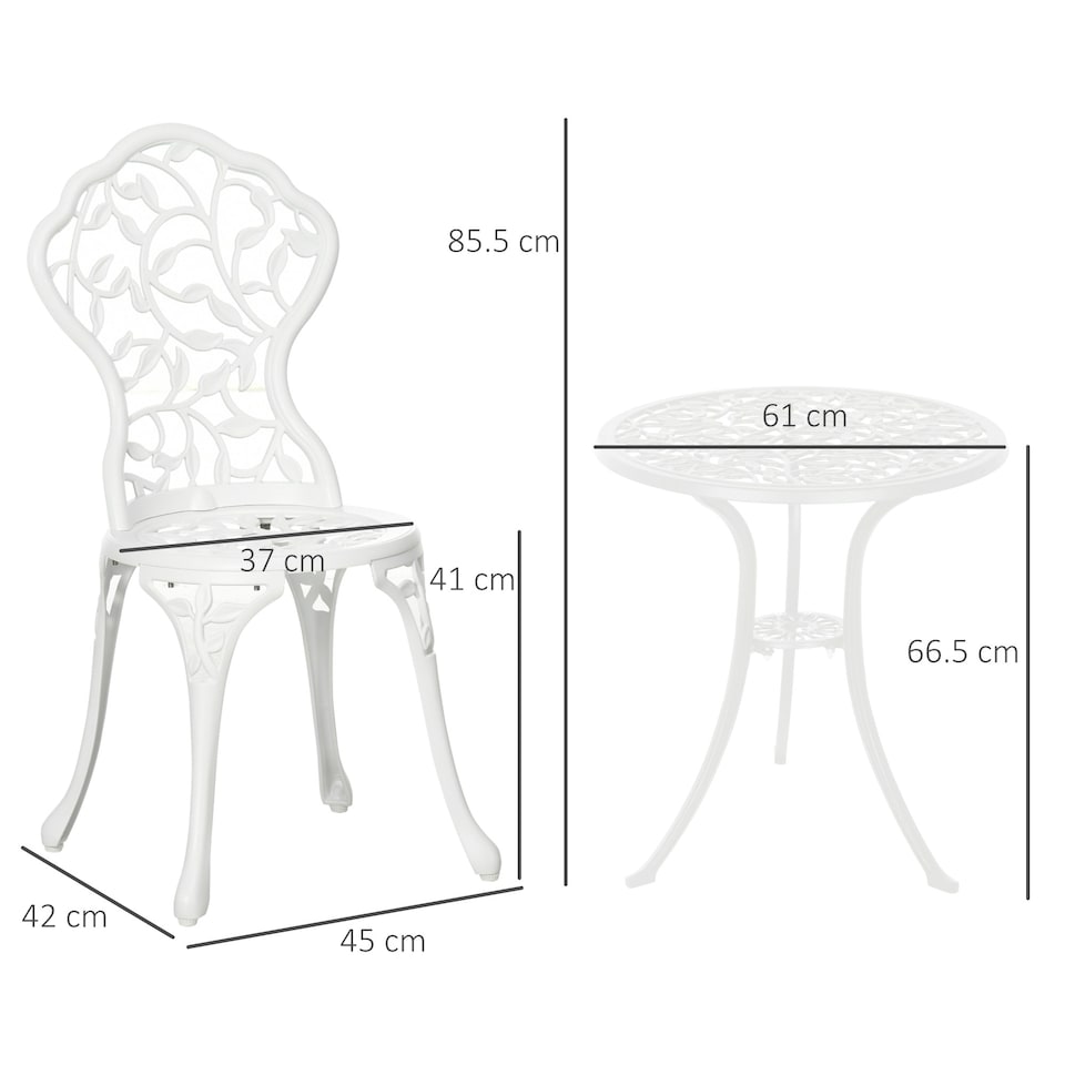 image 1 of Outsunny Aluminium Bistro Set Garden Coffee Table Chair Outdoor Dining