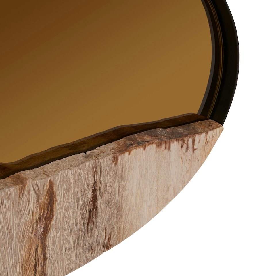image 1 of Interiors by Premier Petrified Wood Tile Small Round Mirror Gold