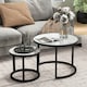 image 7 of HOMCOM Glass Coffee Table Set of 2, Round Nest of Tables, White
