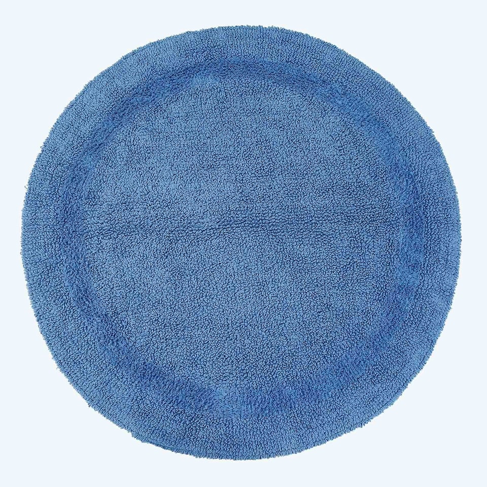 image 1 of Homescapes Luxury Reversible Round Bath Mat - Cobalt | Blue