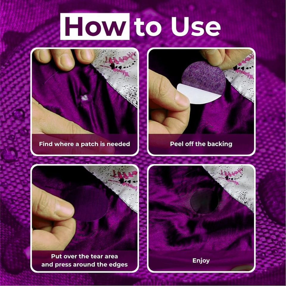 image 1 of aZengear Repair Patches for Jackets, Tent, Gear - Waterproof, Self-Adhesive, Tear-Cold-Heat-Resistant (11 Pieces, Dark Purple)