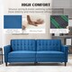 image 6 of HOMCOM Convertible Sofa Bed, 189cm Click Clack 3 Seater Sofa Bed, Button Tufted Velvet Sleeper Couch with Split Reclining Backrest and Rubber Wood Legs, Blue