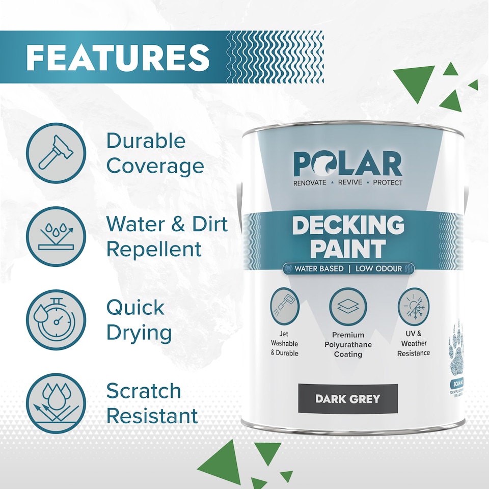 image 1 of Polar Decking Paint Durable Anti Slip UV Resistant Dark Grey 5 Litre