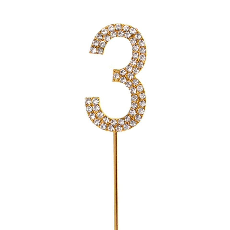 image 1 of Gold Number 3 Cake Topper Gold