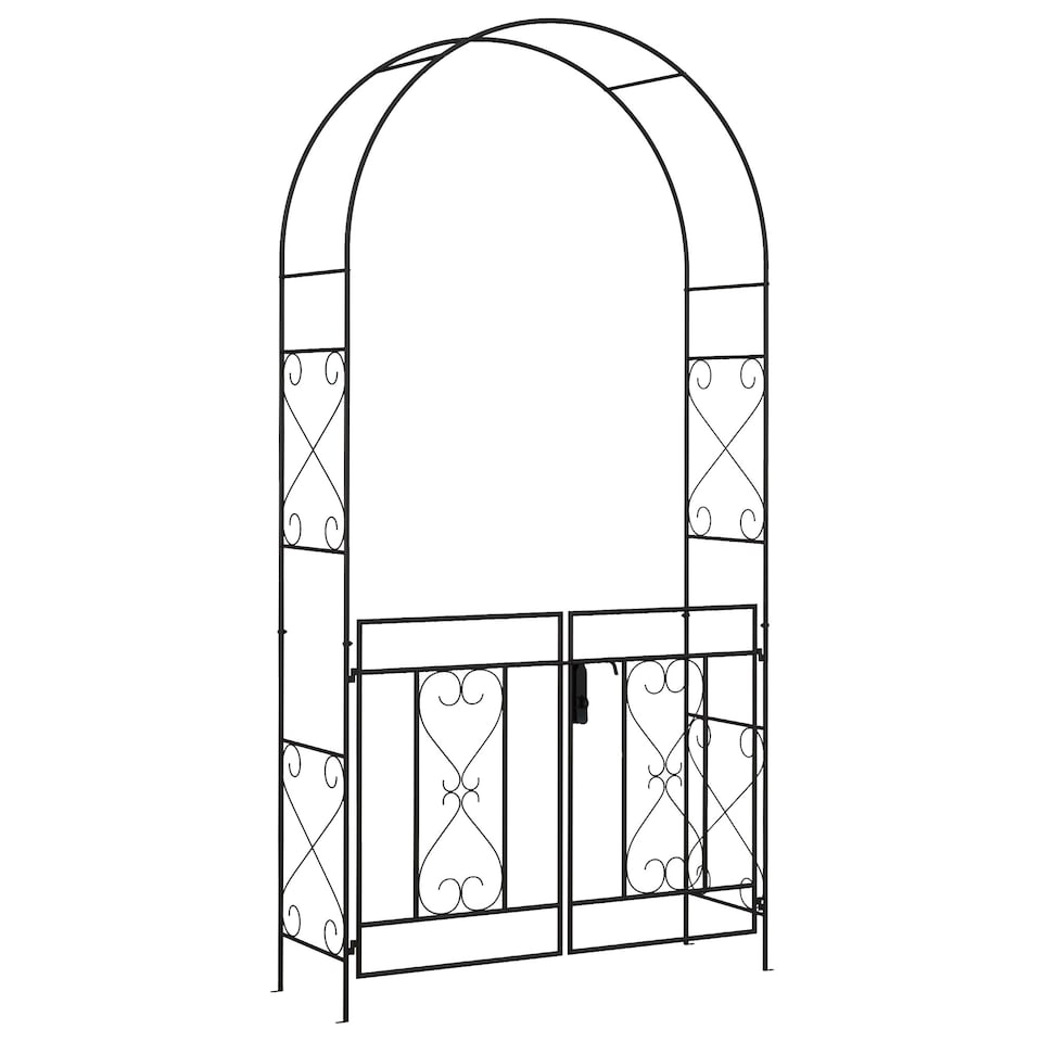 image 1 of Outsunny Metal Garden Arch with Double Gate, Garden Arbor Climbing Plants