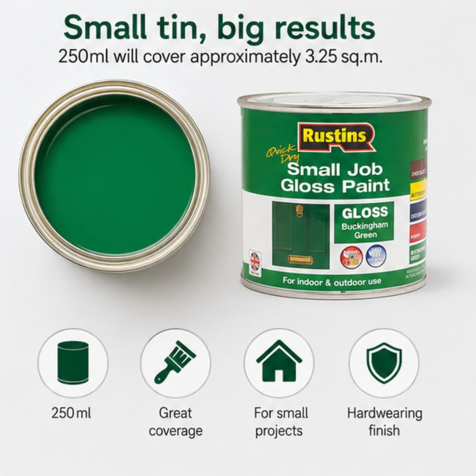 image 1 of Rustins - Quick Dry Small Job Gloss Paint Buckingham Green 250ml