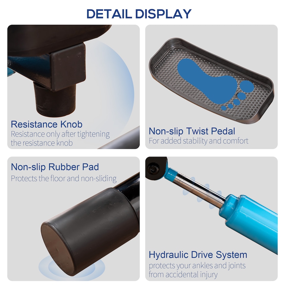 image 1 of HOMCOM Adjustable Twist Stepper Step Machine For Home Gym Aerobic Workout