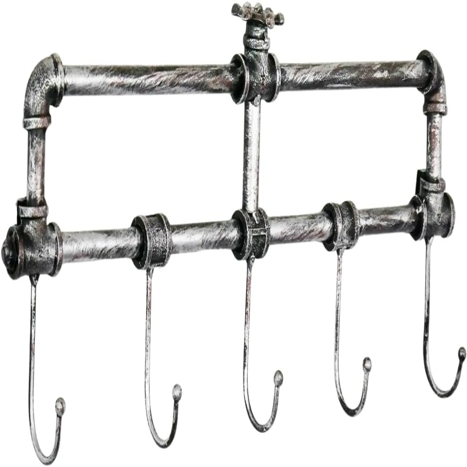 image 1 of Marco Paul Distressed Metal Wall Mounted Coat Hooks Silver | One Size