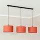 image 1 of ValueLights Reni Rust Drum Shade 3 Drop Bar Matte Black Diner Ceiling Light with LED Bulbs Black