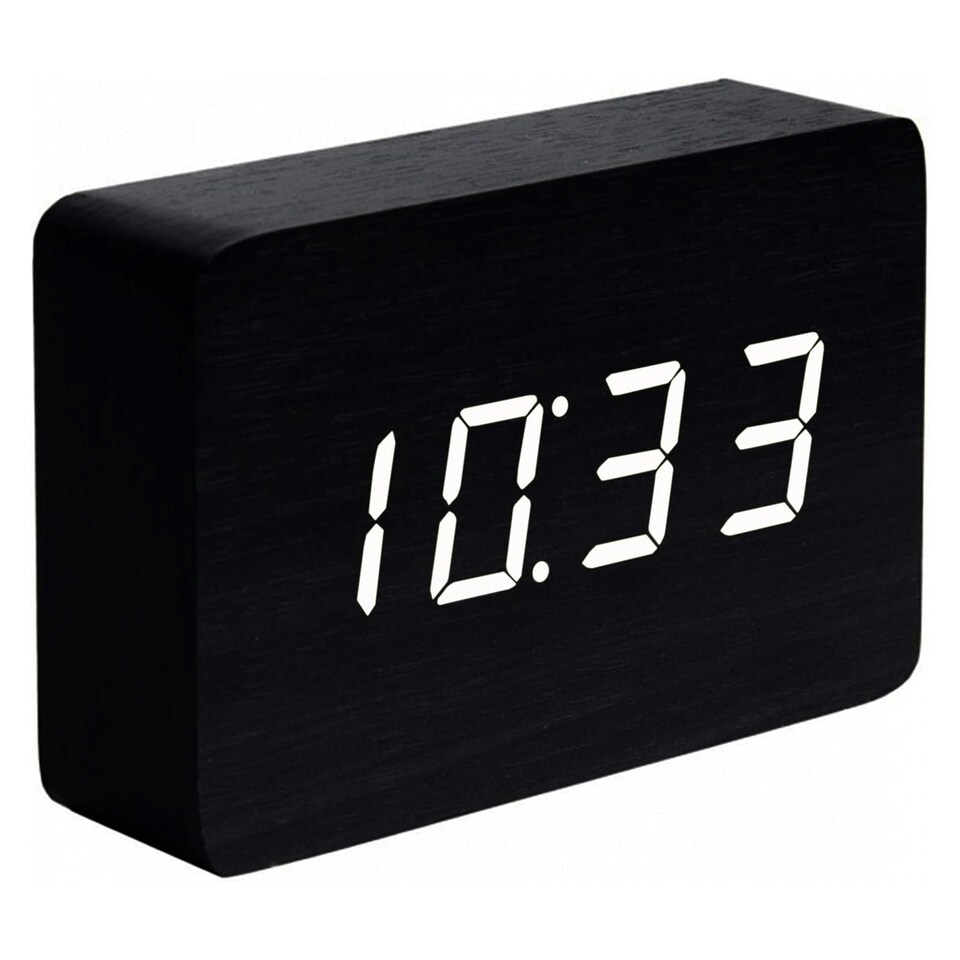 image 1 of Gingko Design Brick Click Clock Black with White LED