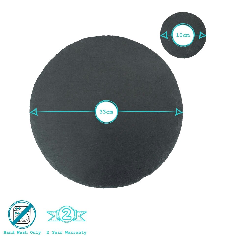image 1 of Argon Tableware Round Slate Placemats & Coasters Set - 33cm - Grey Grey