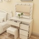 image 4 of White Dressing Table Hollywood LED Mirror Makeup Desk Vanity Table Bedroom Furniture White