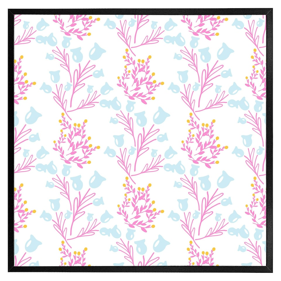 image 1 of Pink & blue flower design (Picture Frame) Grey | S