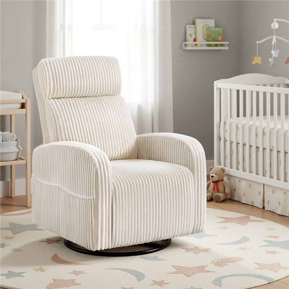 image 1 of Yaheetech Corduroy Swivel Nursery Gliding Rocker Chair-Beige | Cream | Beige | One Size | 1