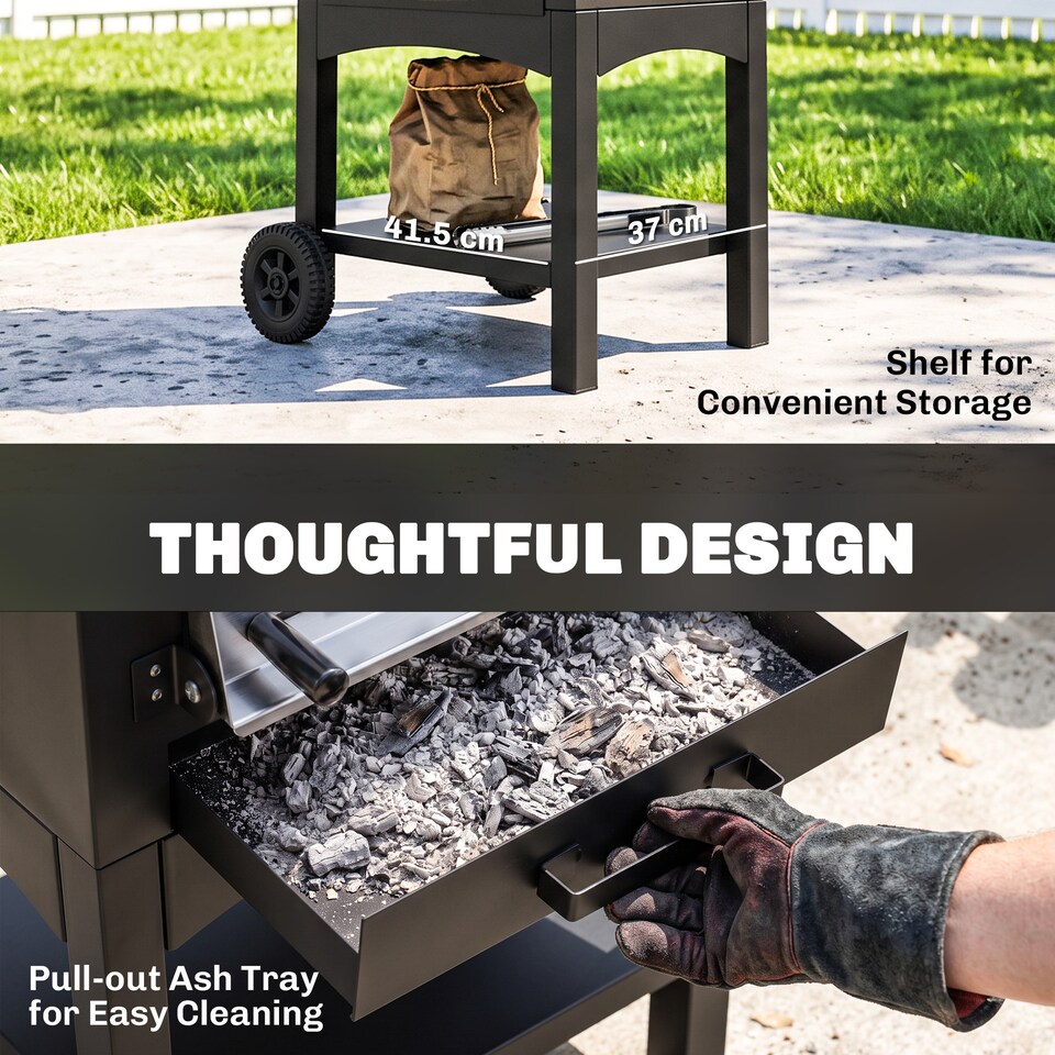 image 1 of Outsunny Charcoal Tall Ovan Pizza Maker BBQ Grill Outdoor Picnic w/ Thermometer