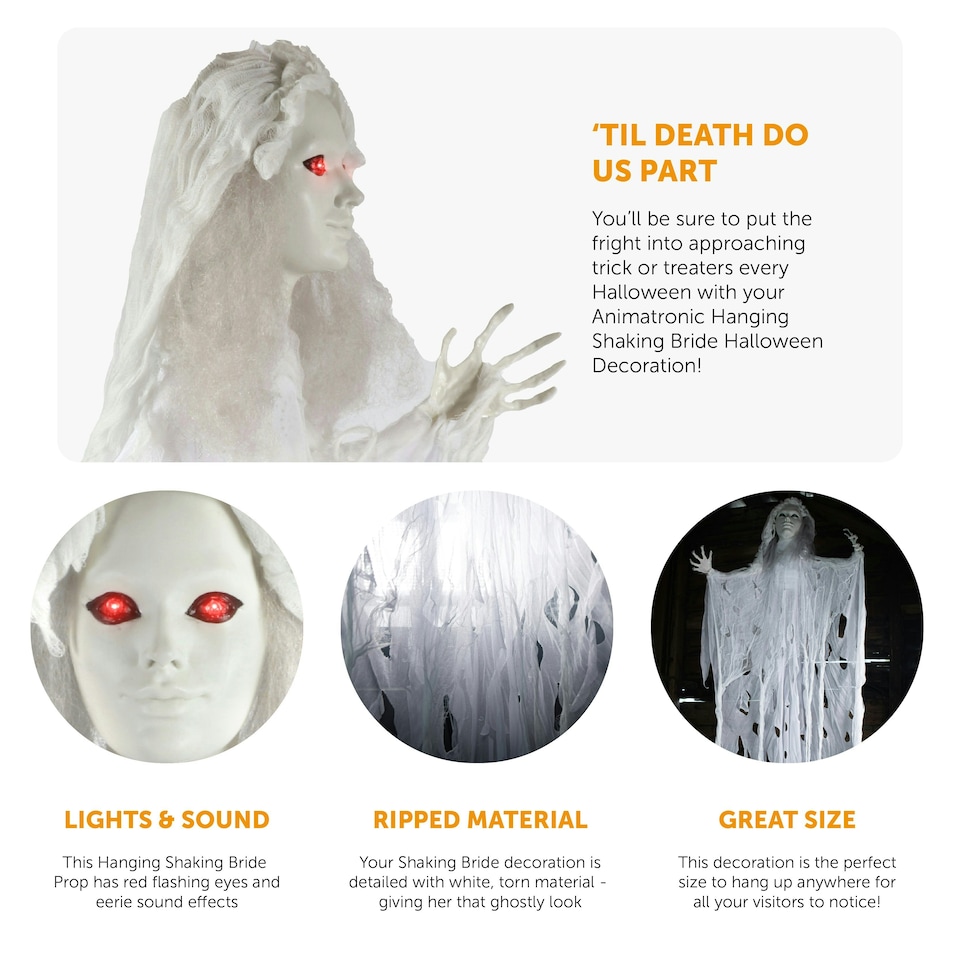 image 1 of Hanging Shaking Bride – Halloween Prop Decoration with Sound & Movement