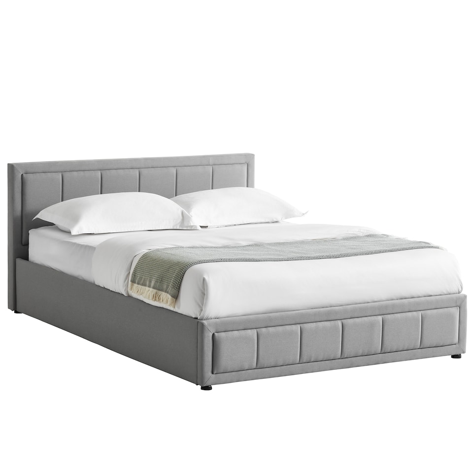 image 1 of Vida Designs Vanita 5ft King Size Ottoman Bed Storage Fabric Upholstered, Light Grey, 150 x 200cm