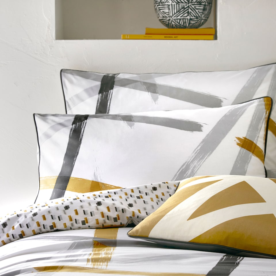 image 1 of Appletree Leda Duvet Cover Set Grey/Ochre