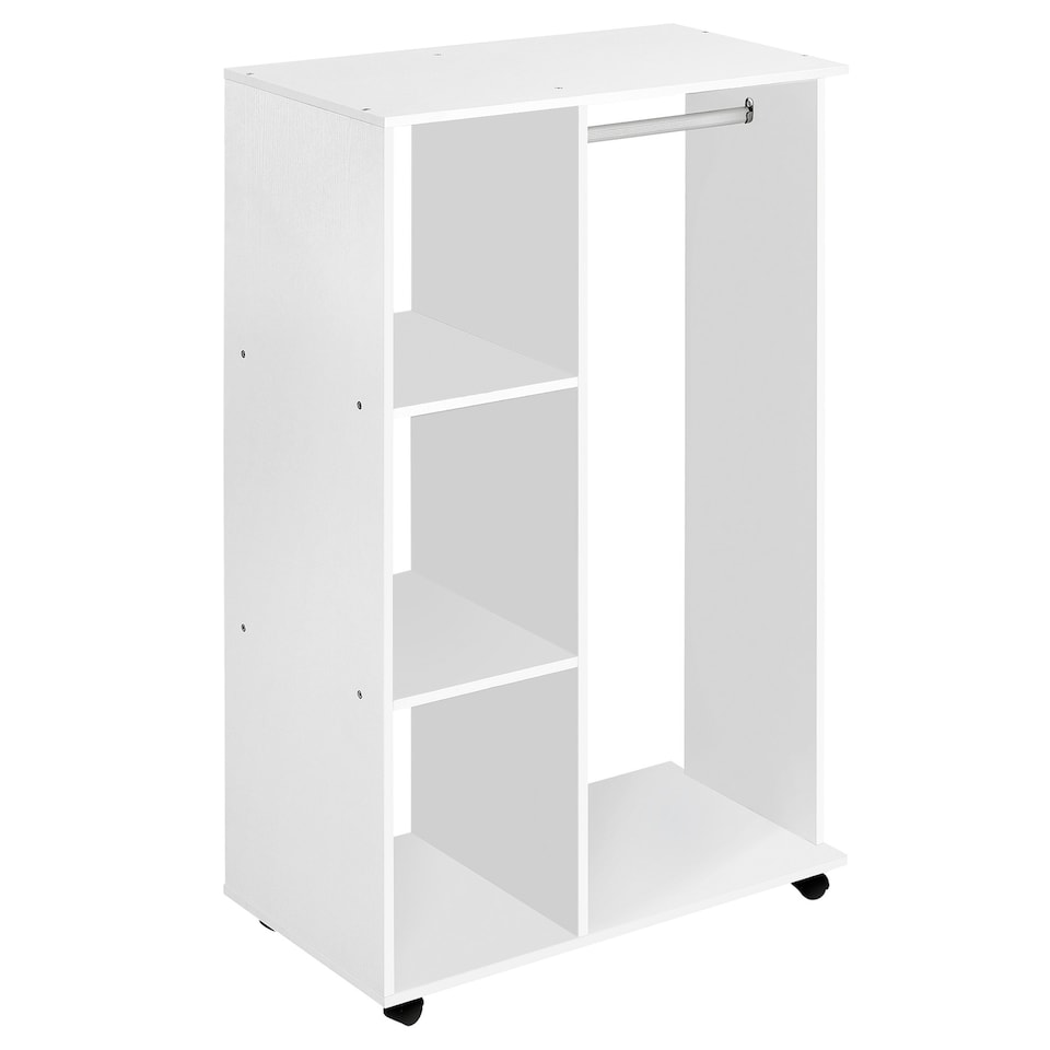 image 1 of HOMCOM Rolling Open Wardrobe Hanging Rail Storage Shelves for Clothes