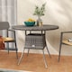 image 6 of Outsunny Outdoor PE Rattan Dining Table w/ Wood-plastic Composite Top, Grey
