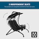 image 3 of Outsunny Canopy Swing 2 Separate Relax Chairs w/ Handrails, Cup Holders | Black | Black | L