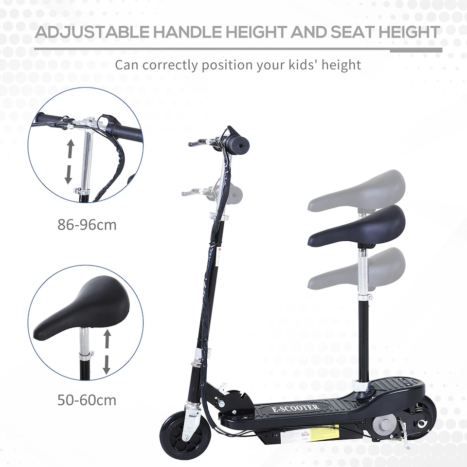 image 1 of HOMCOM Foldable Powered Scooter 120W w/ Adjustable Seat, Brake, Black