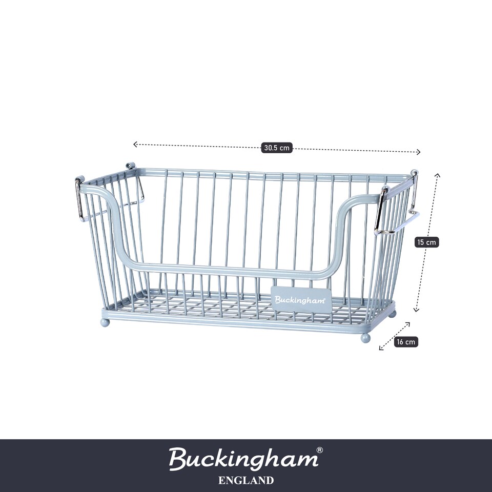 image 1 of Buckingham Multi-Purpose Stackable Storage Organising Basket 30.5 x 16 x 15 cm Light Grey