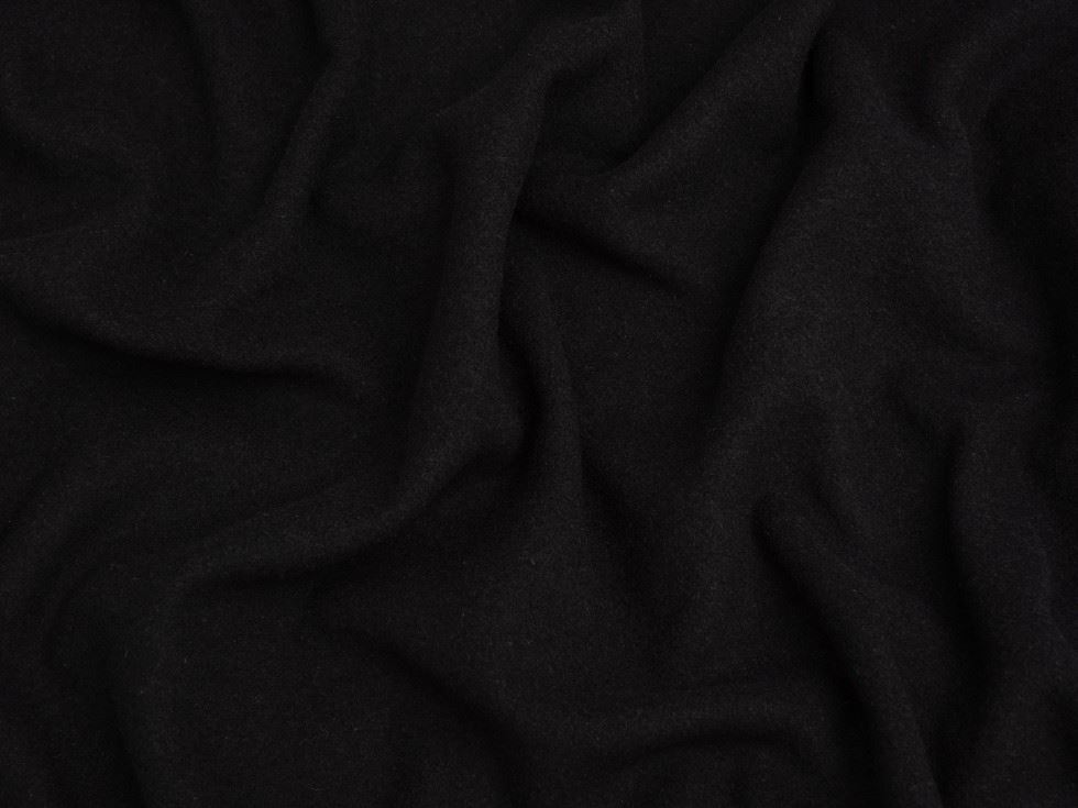 Black Mouflon Wool Blend Coating Fabric for Dressmaking, 140cm / 55" Wide - per metre