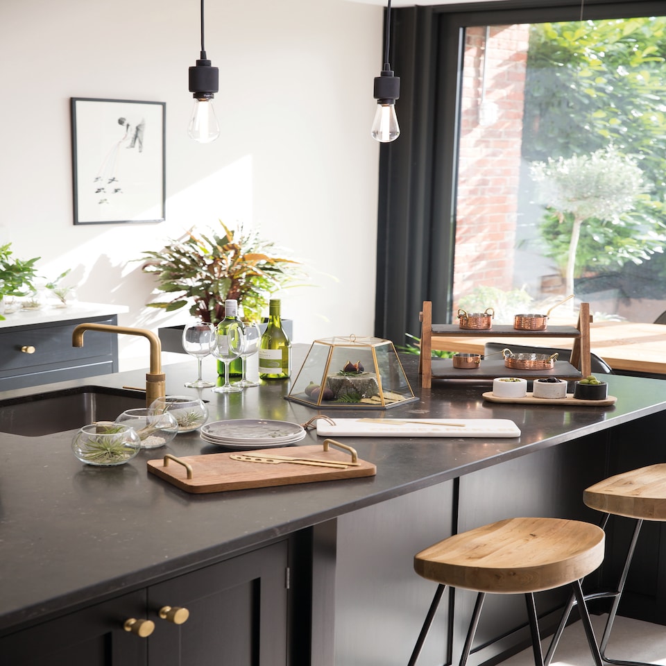 image 1 of Artesá Glass Serving Cloche with Slate Base