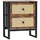 image 1 of HOMCOM Bedside Table with 2 Rattan Drawers and Steel Legs, Rustic Brown