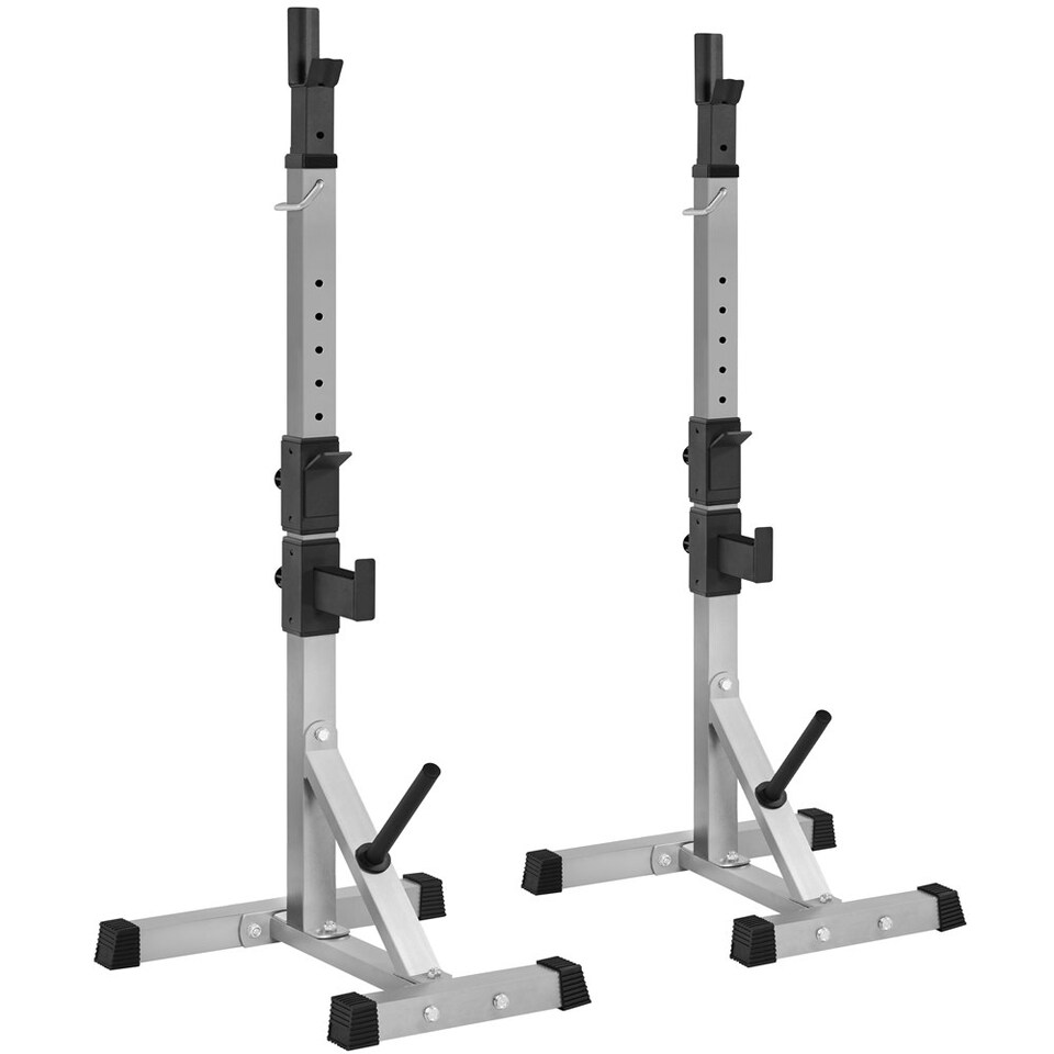 image 1 of Yaheetech Pair of Adjustable Weights Bar Barbell Rack Black