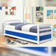 image 2 of 3ft Single Wooden Bed Frame In White With Blue Storage Drawers