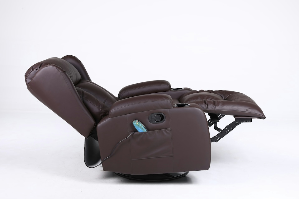 image 1 of SoHo 10 in 1 Recliner Armchair With Swivel, Tilt Heated and Massage Functionality Brown | Brown | One Size
