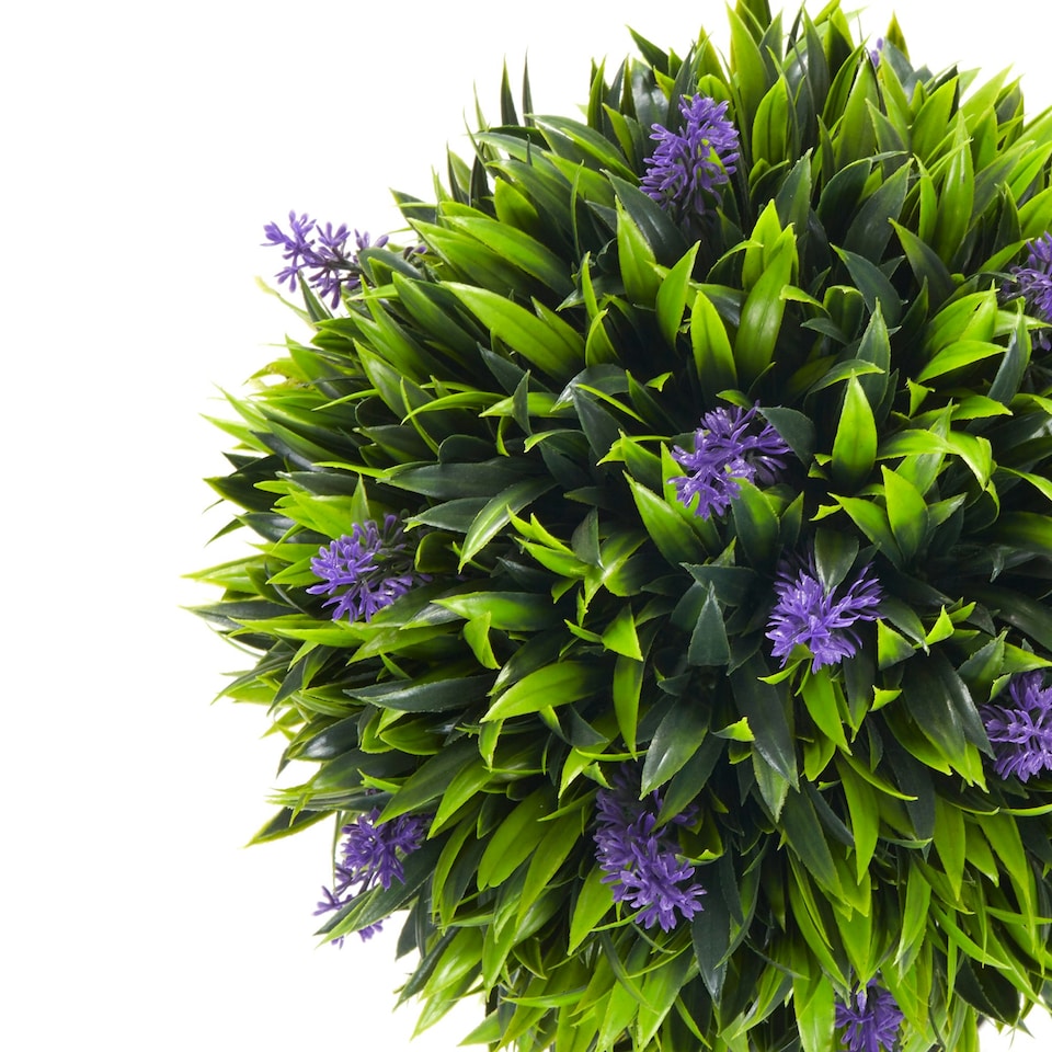 image 1 of HOMCOM Set of 2 Potted Artificial Plants Ball Tree with Lavender Flowers, 60cm