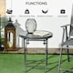 image 4 of Outsunny Round Folding Side Table w/ Imitation Marble Glass Top, Black