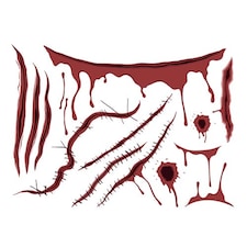 Bloody Scars Halloween Temporary Tattoo Sheet - Pack of 13