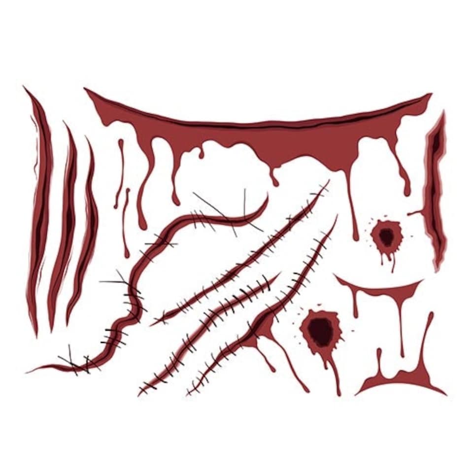image 1 of Bloody Scars Halloween Temporary Tattoo Sheet - Pack of 13