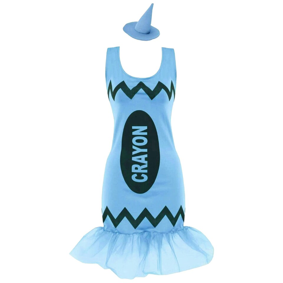 image 1 of Ladies Blue Crayon Dress – Fun Fancy Dress Costume N/A | M